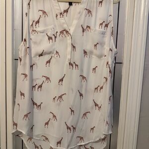 Torrid White and Brown Giraffe Print Blouse